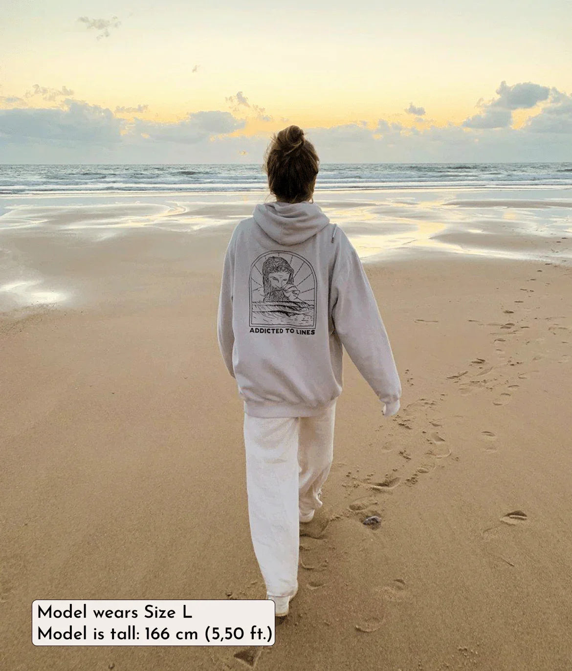 Addicted to Lines - Cream, Organic, Fairtrade, Unisex Hoodie