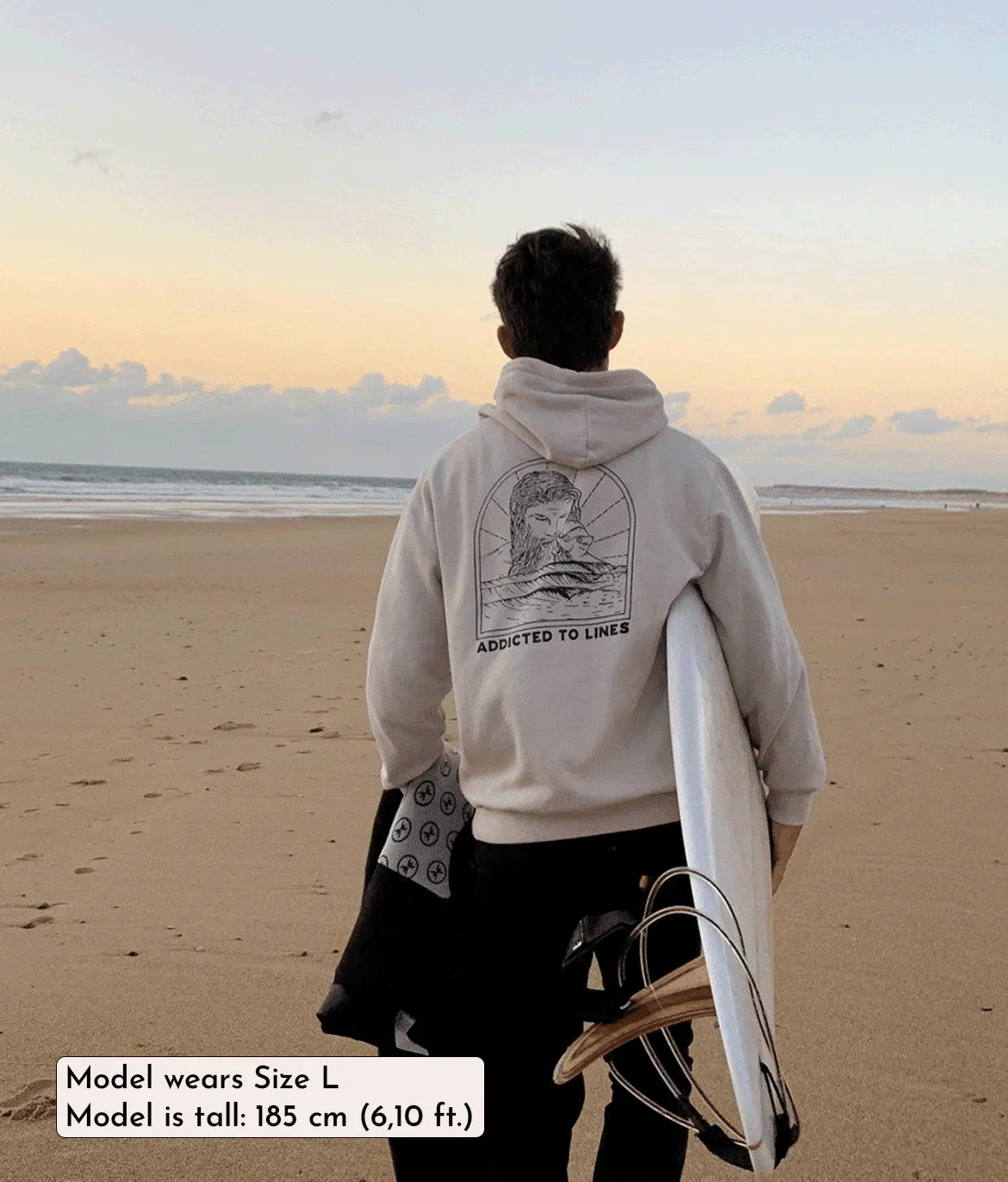 Addicted to Lines - Cream, Organic, Fairtrade, Unisex Hoodie