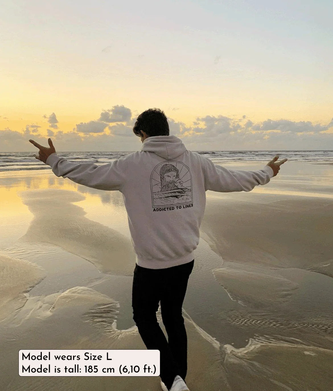 Addicted to Lines - Cream, Organic, Fairtrade, Unisex Hoodie