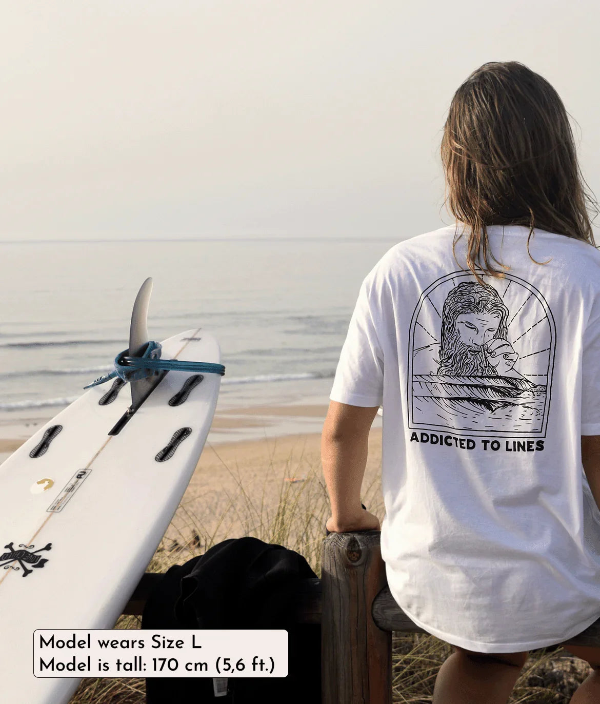 Addicted To Lines - White, Organic, Fairtrade, Unisex Shirt