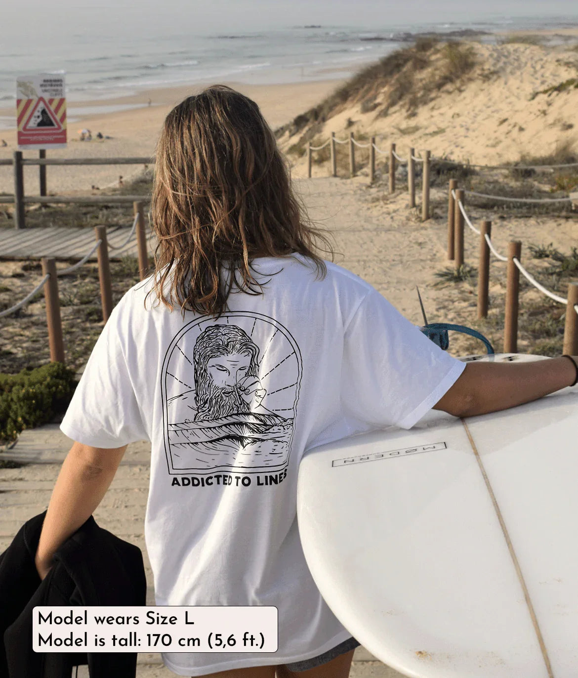 Addicted To Lines - White, Organic, Fairtrade, Unisex Shirt