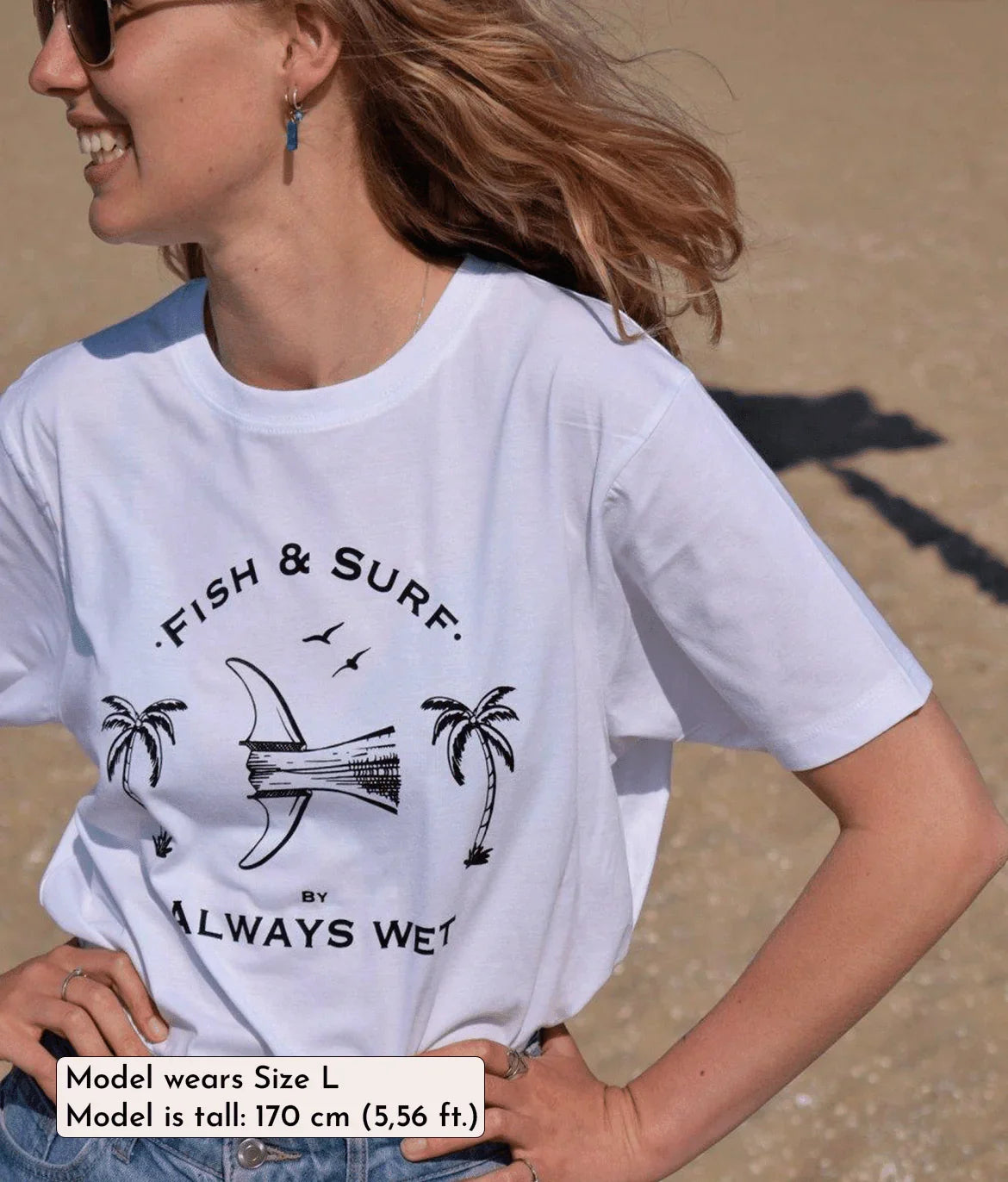 Fish & Surf - White, Organic, Fairtrade, Unisex Shirt