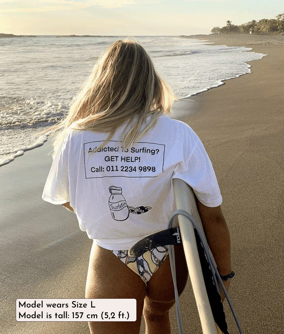 Addicted to Surfing? - White, Organic, Fairtrade, Unisex Shirt