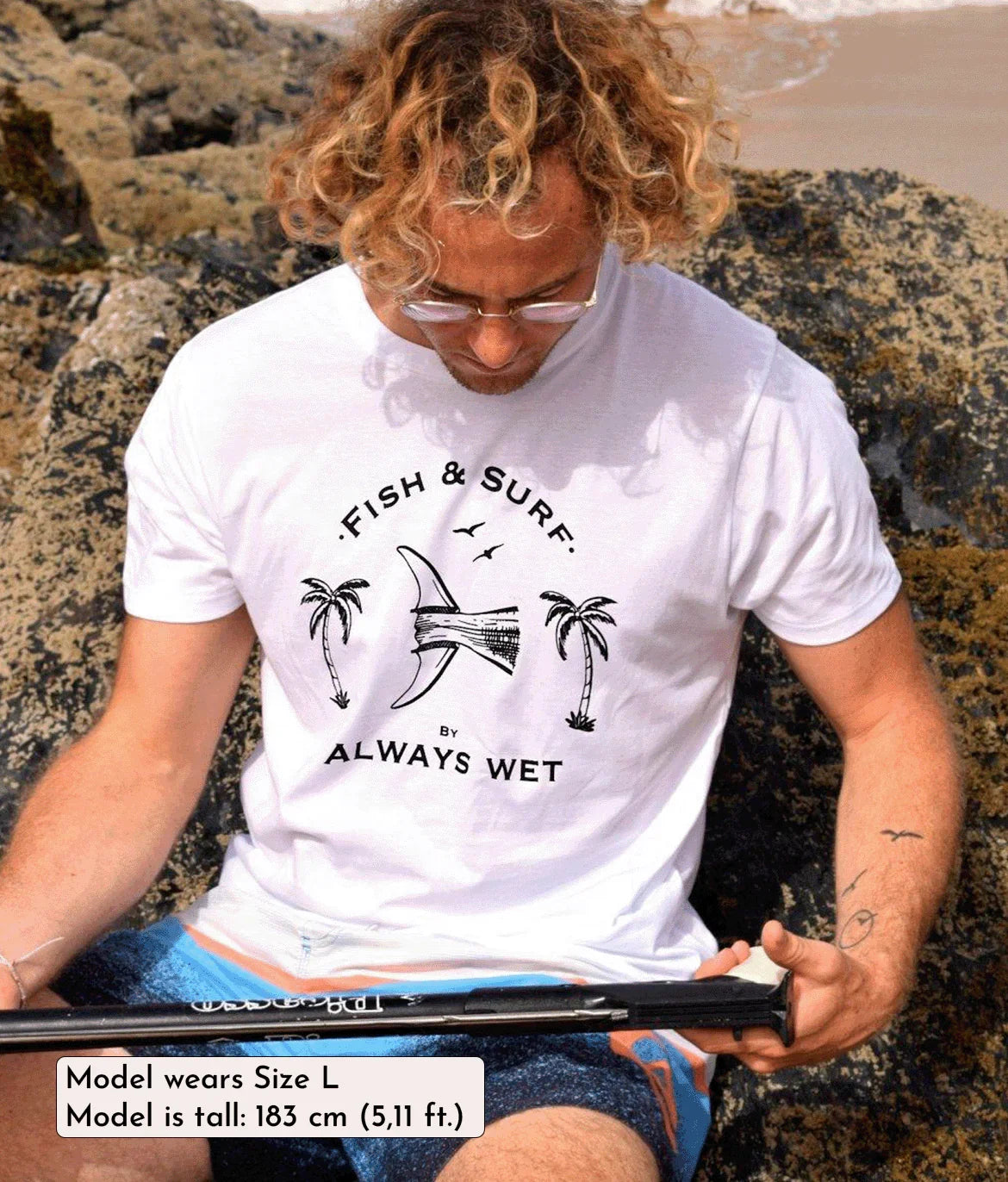 Fish & Surf - White, Organic, Fairtrade, Unisex Shirt