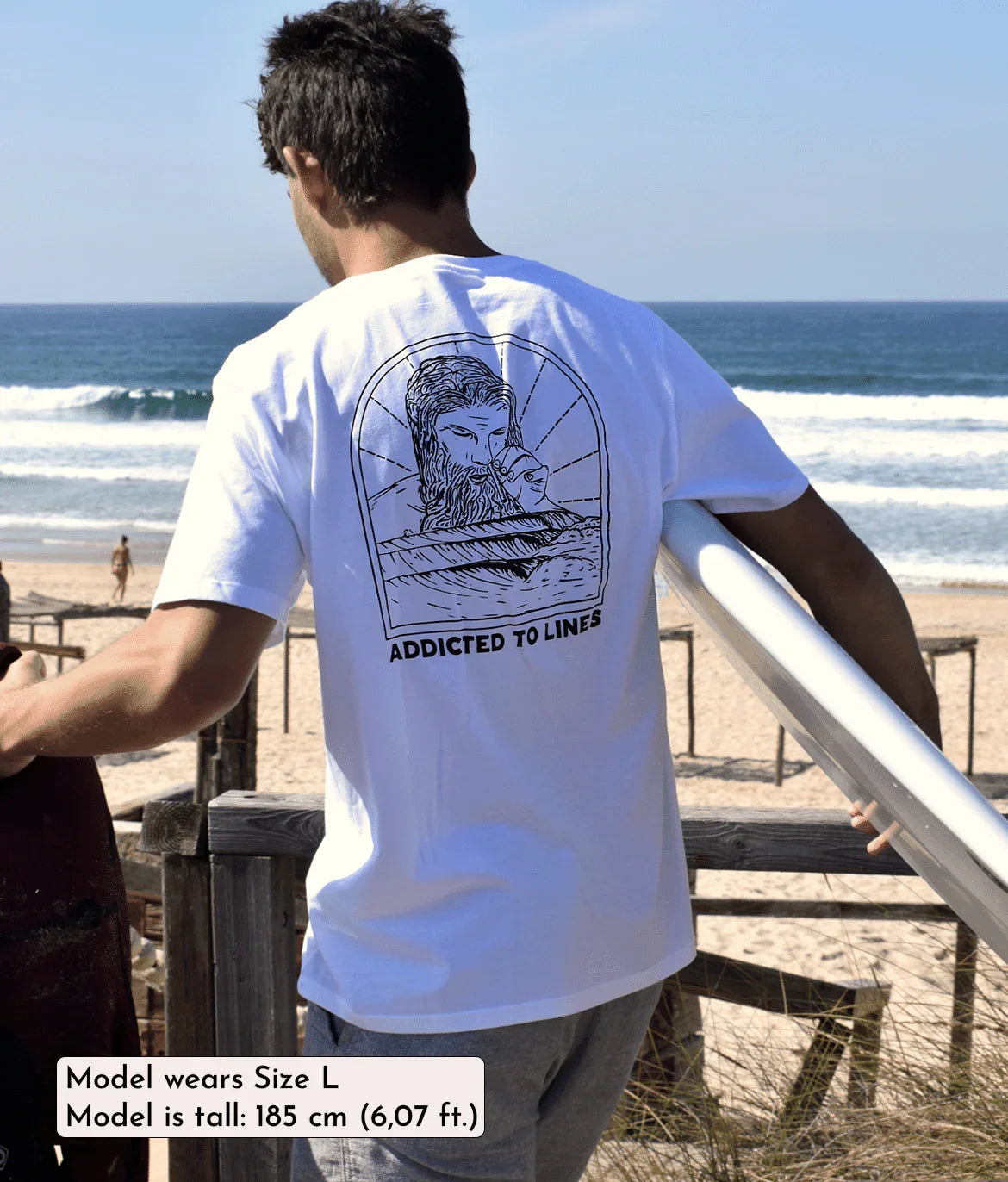 Addicted To Lines - White, Organic, Fairtrade, Unisex Shirt