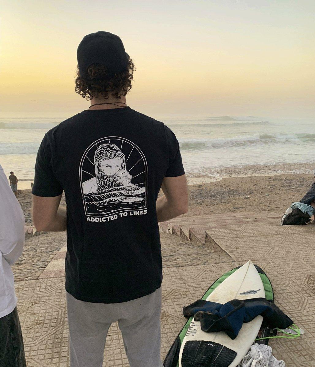 Addicted To Lines - BLACK, Organic, Fairtrade, Unisex Shirt - Always Wet