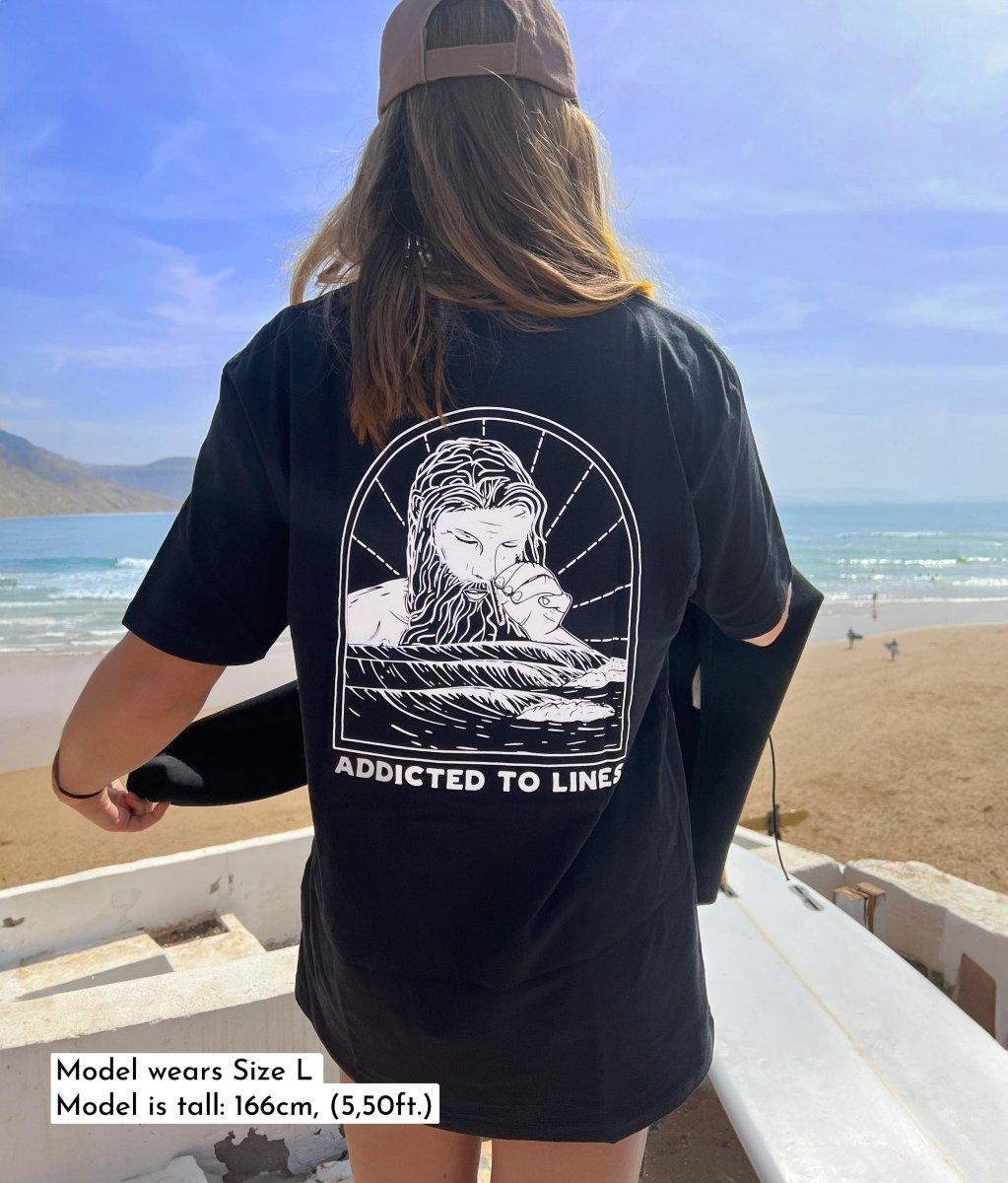 Addicted To Lines - BLACK, Organic, Fairtrade, Unisex Shirt - Always Wet