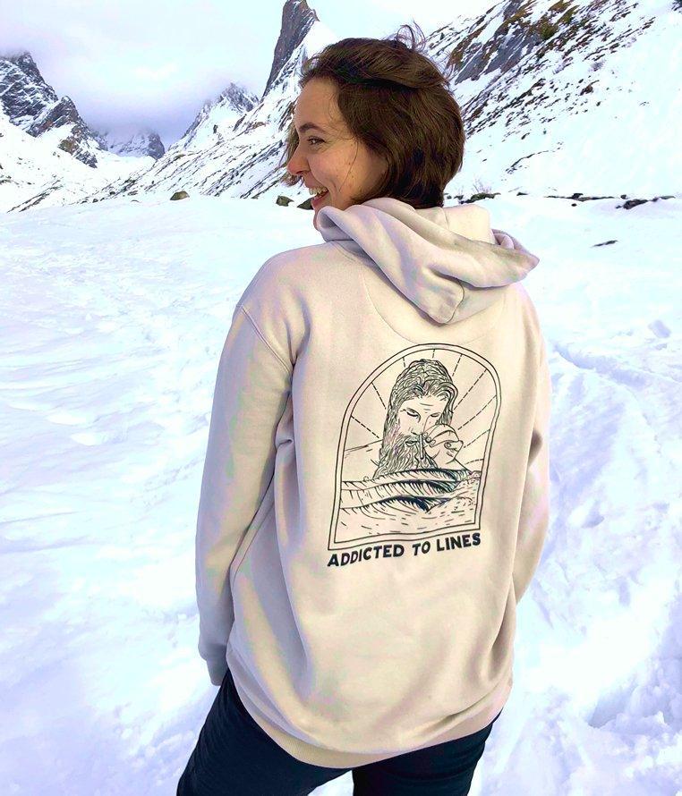 Addicted to Lines - Cream, Organic, Fairtrade, Unisex Hoodie - Always Wet