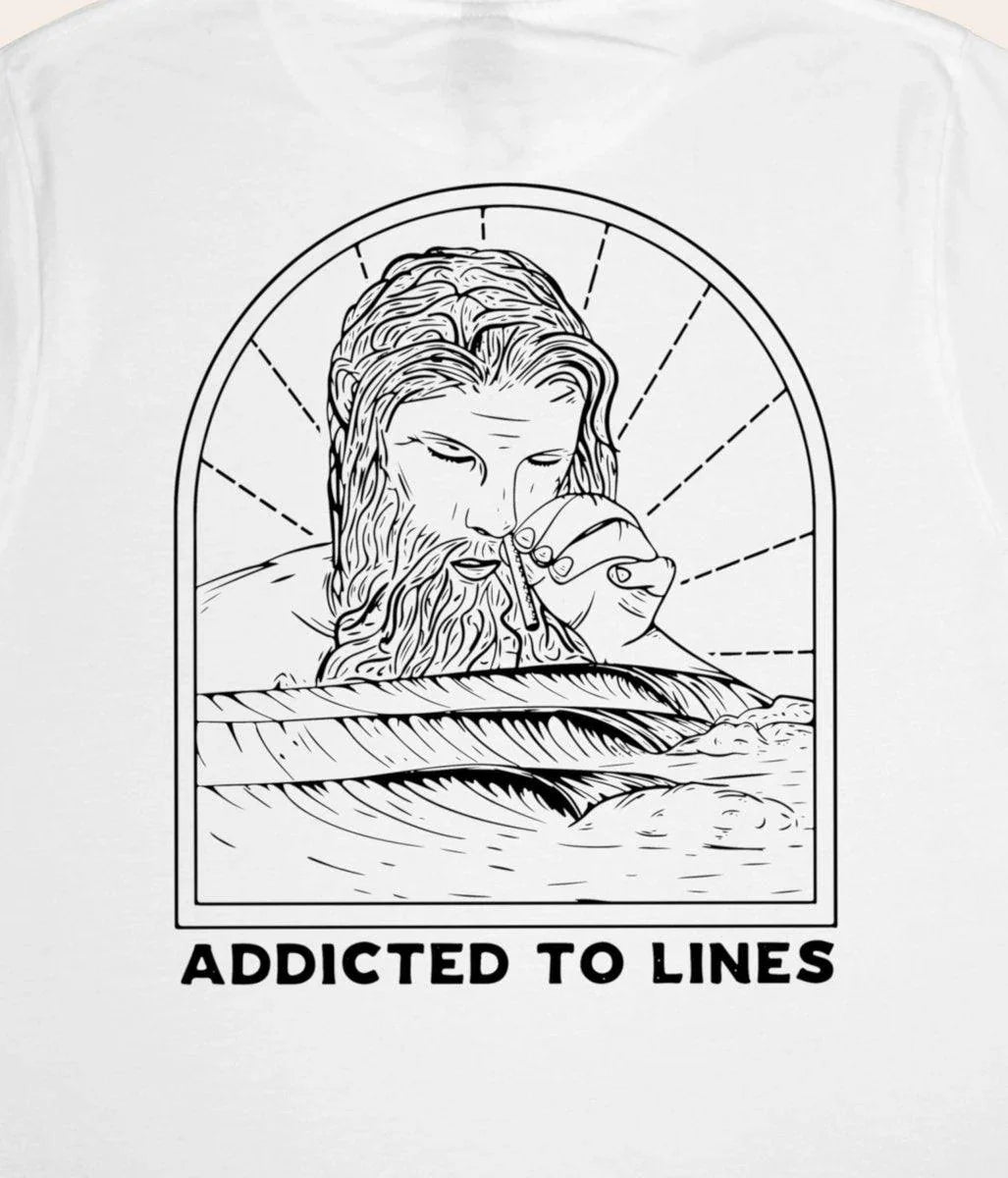 Addicted To Lines - White, Organic, Fairtrade, Unisex Shirt - Always Wet