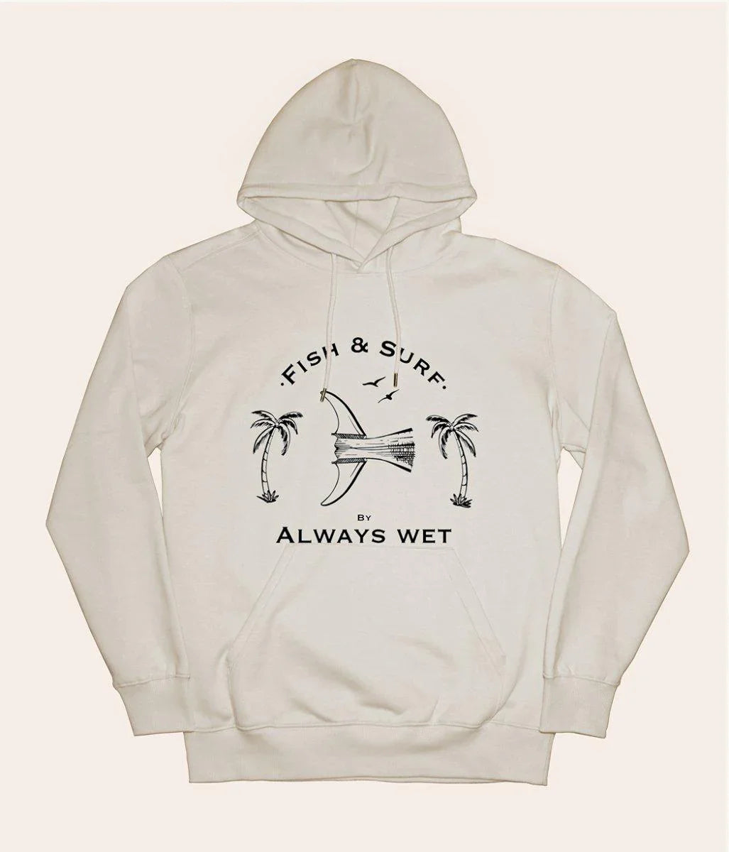 Fish & Surf - Cream, Organic, Fairtrade, Unisex Hoodie