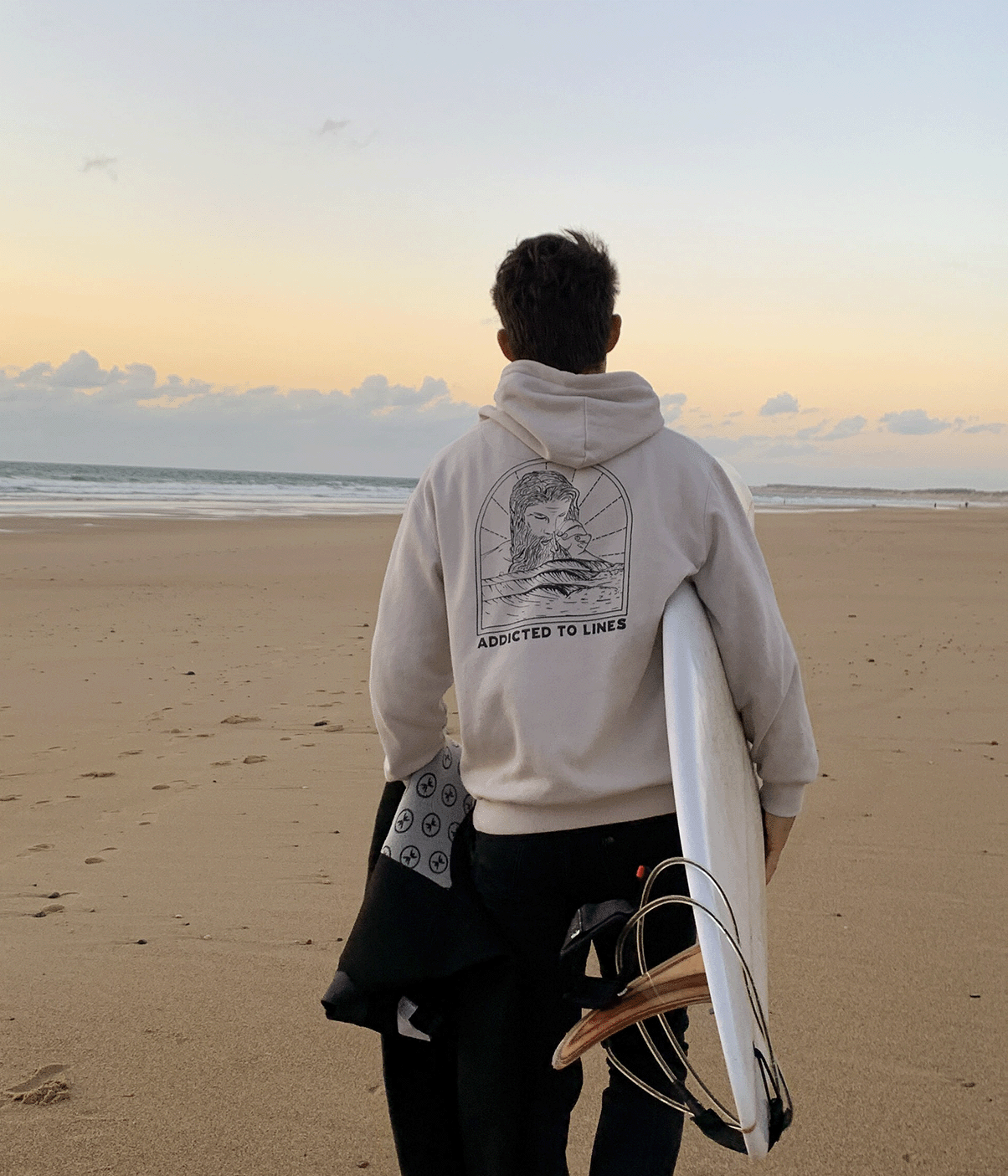 Addicted to Lines - Cream, Organic, Fairtrade, Unisex Hoodie