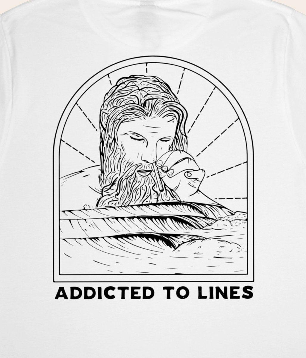 Addicted To Lines - White, Organic, Fairtrade, Unisex Shirt - Always Wet