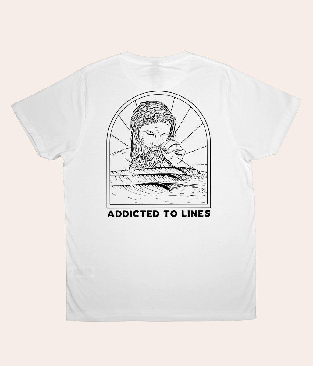 Addicted To Lines - White, Organic, Fairtrade, Unisex Shirt - Always Wet