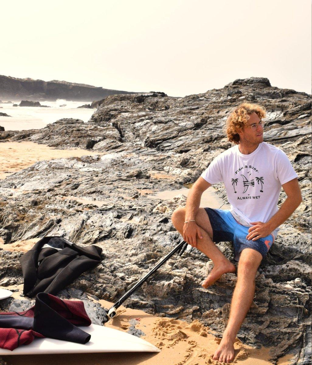 Fish & Surf - White, Organic, Fairtrade, Unisex Shirt - Always Wet