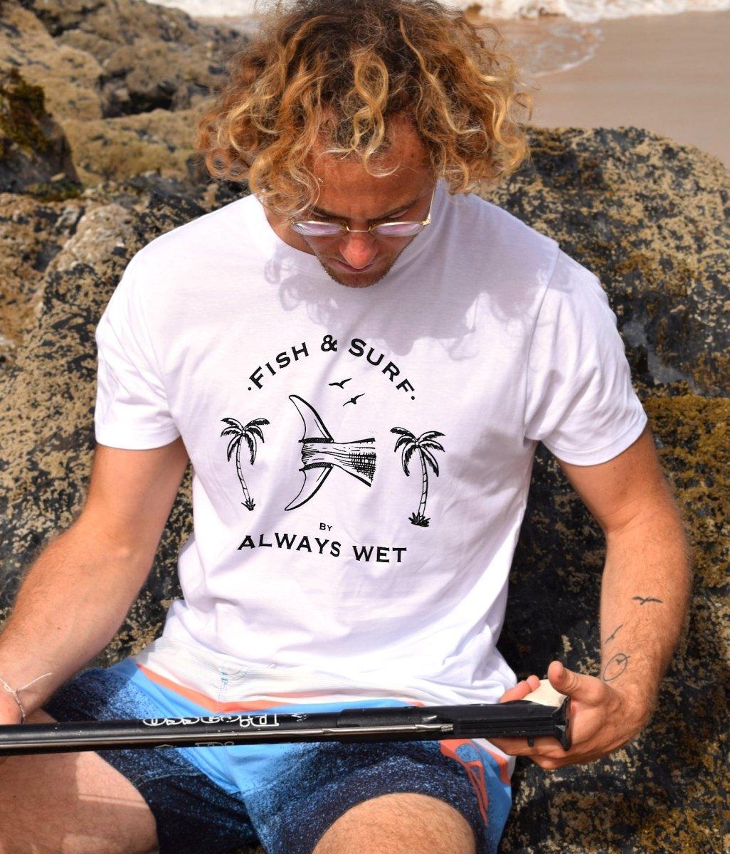 Fish & Surf - White, Organic, Fairtrade, Unisex Shirt - Always Wet