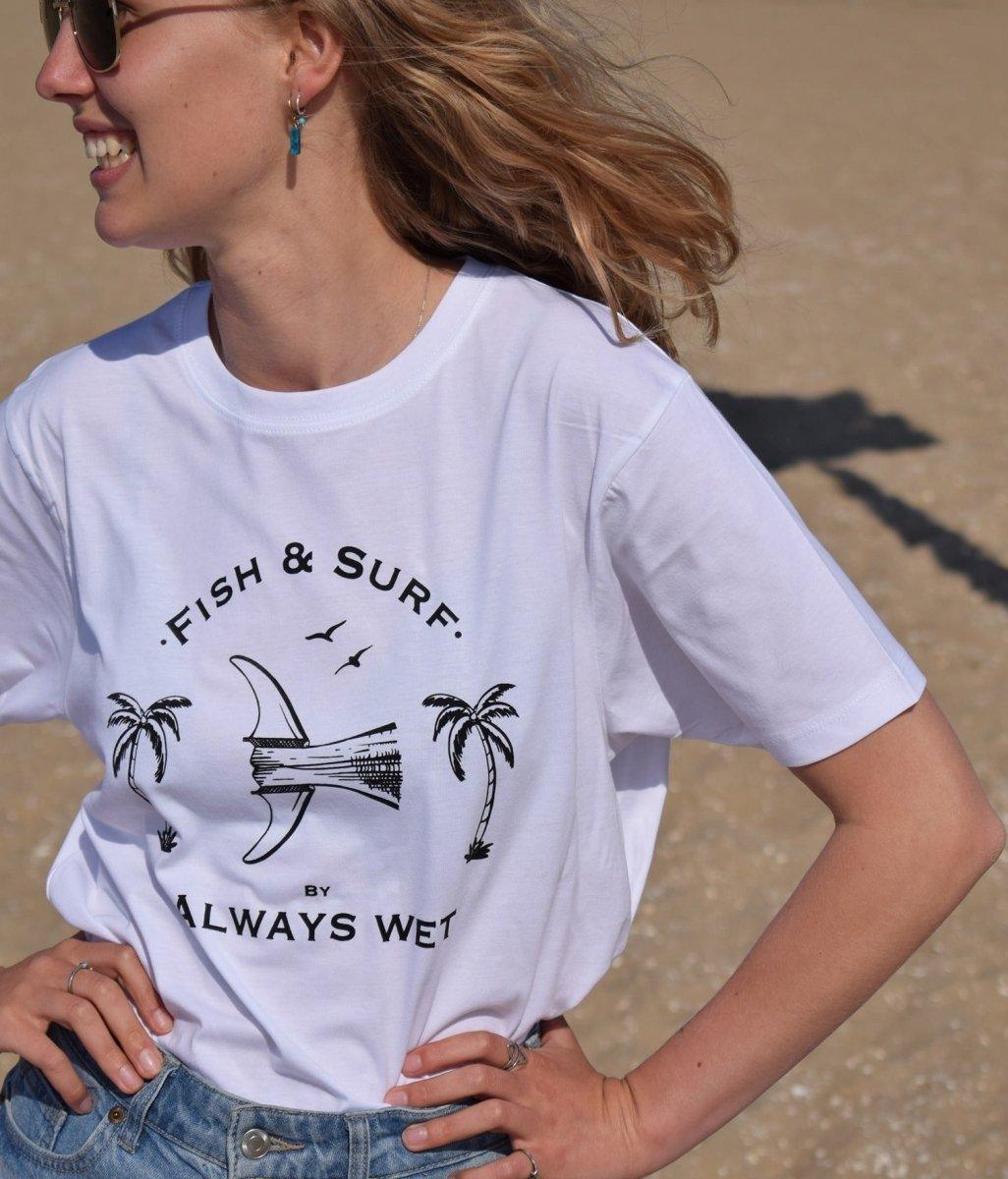 Fish & Surf - White, Organic, Fairtrade, Unisex Shirt - Always Wet