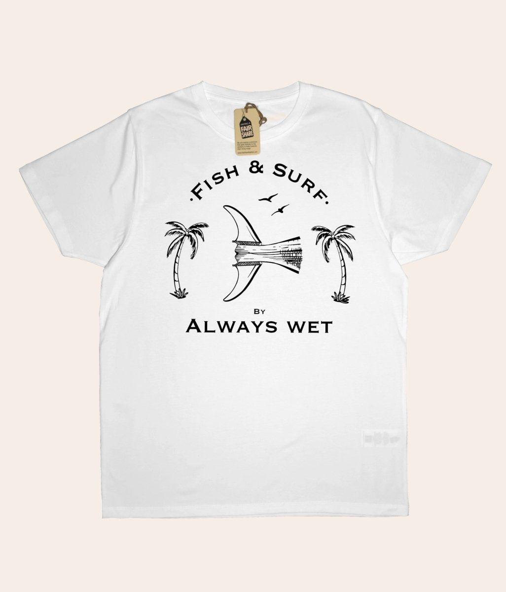 Fish & Surf - White, Organic, Fairtrade, Unisex Shirt - Always Wet