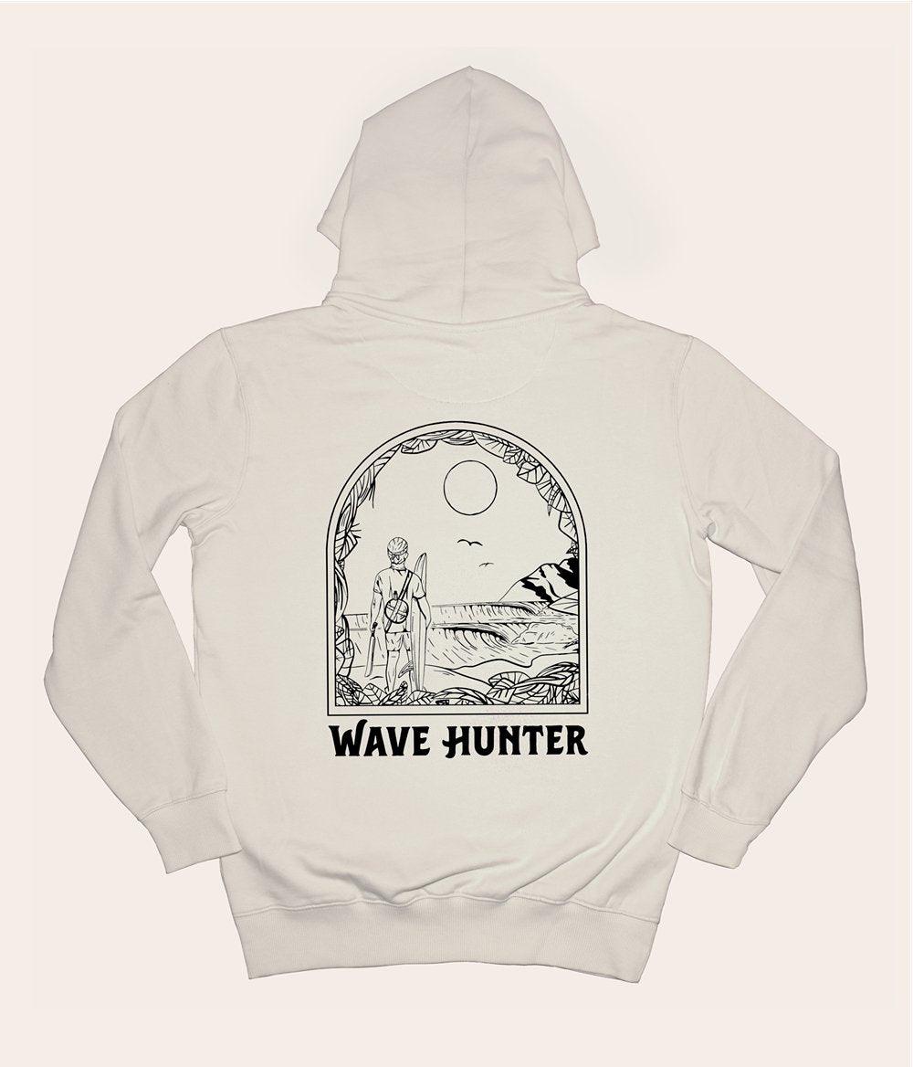 Wave Hunter - Cream, Organic, Fairtrade, Unisex Hoodie - Always Wet