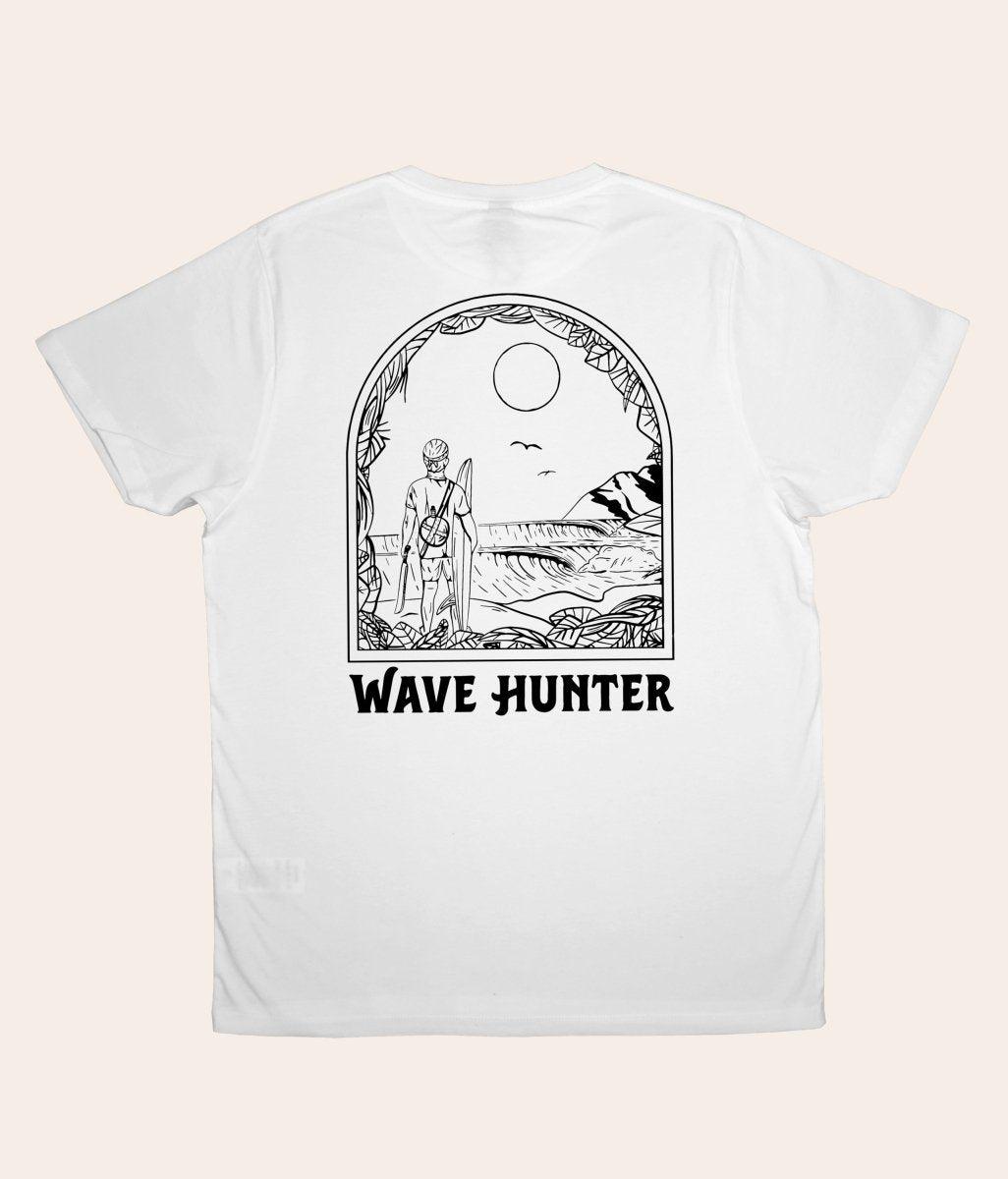 Wave Hunter - White, Organic, Fairtrade, Unisex Shirt - Always Wet