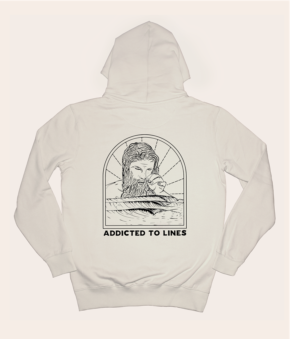 Addicted to Lines - Cream, Organic, Fairtrade, Unisex Hoodie