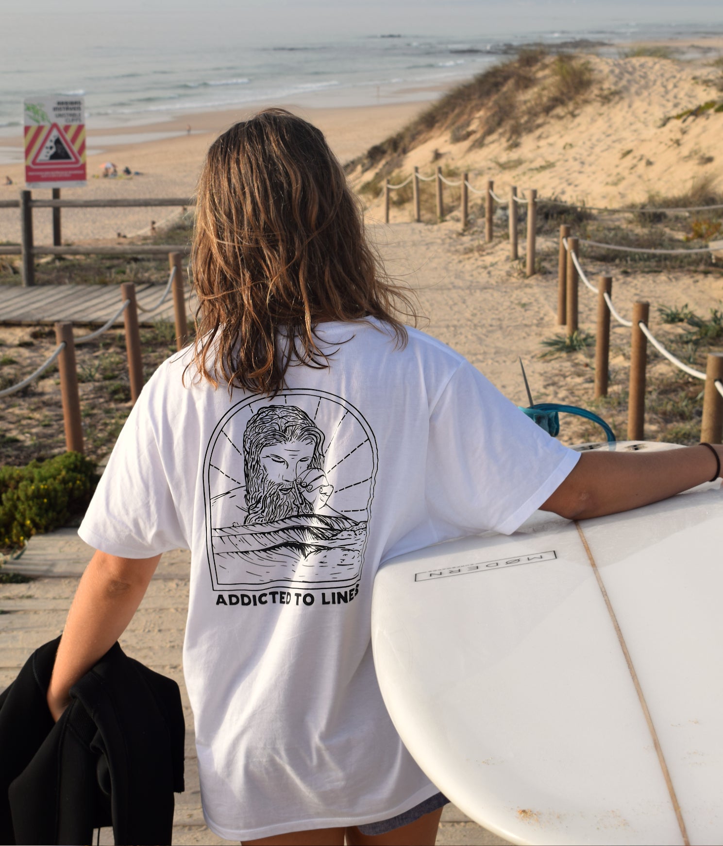 Addicted To Lines - White, Organic, Fairtrade, Unisex Shirt