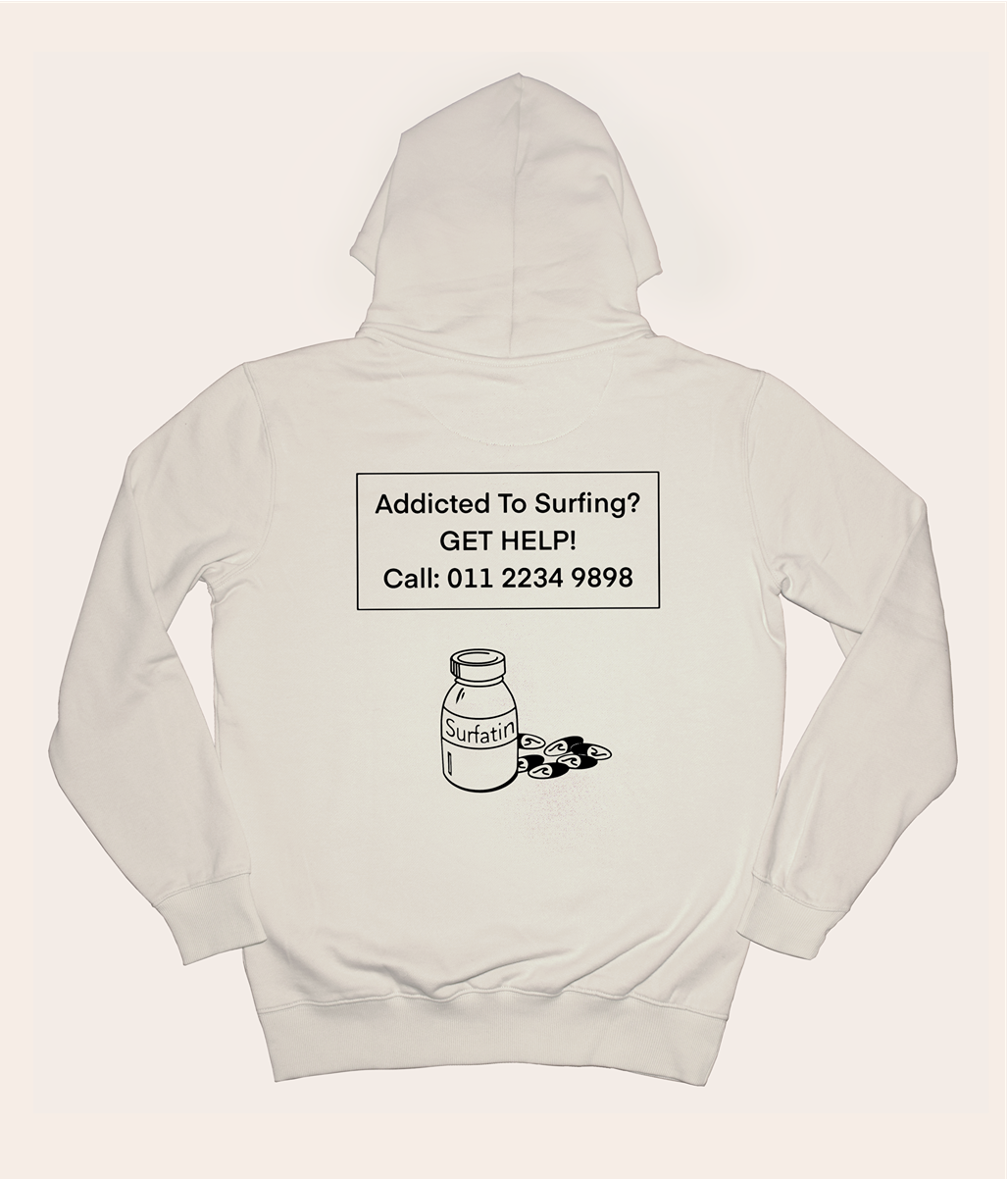 Addicted to Surfing - Cream, Organic, Fairtrade, Unisex Hoodie