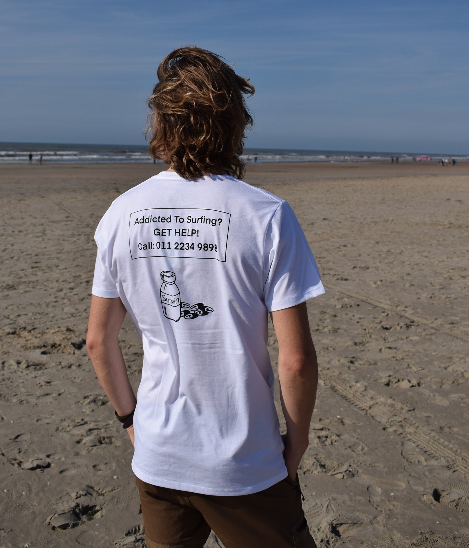 Addicted to Surfing? - White, Organic, Fairtrade, Unisex Shirt