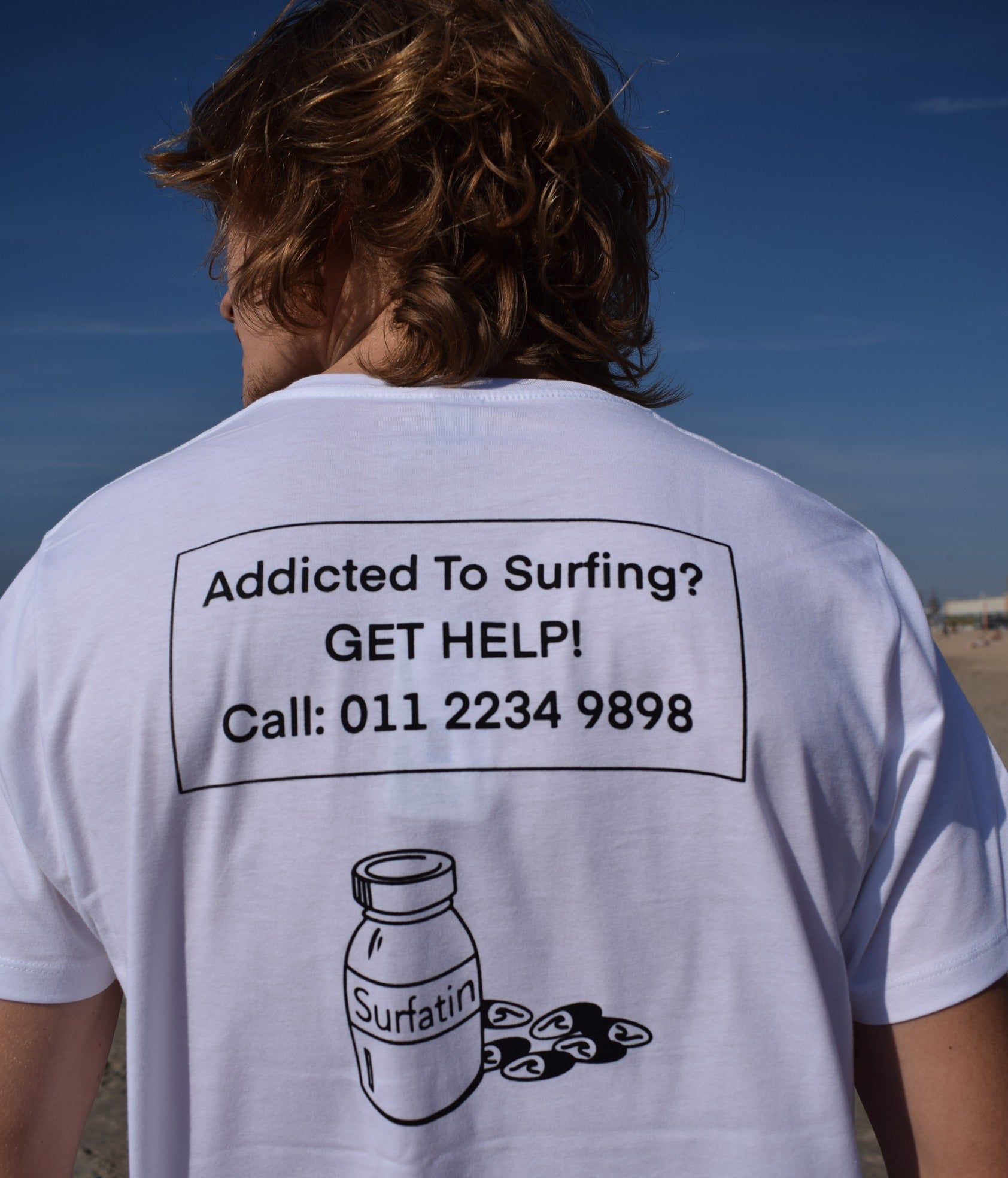 Addicted to Surfing? - White, Organic, Fairtrade, Unisex Shirt