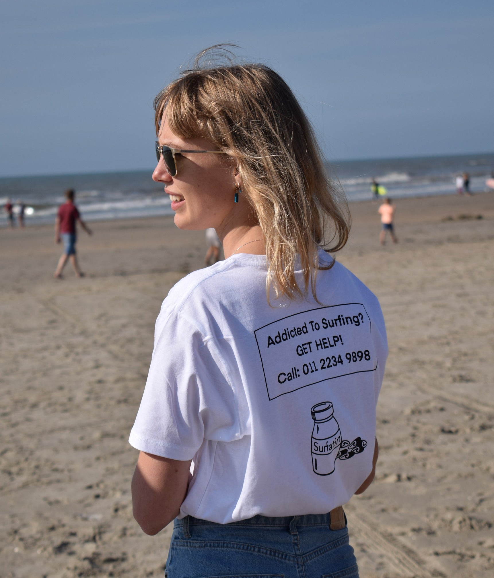 Addicted to Surfing? - White, Organic, Fairtrade, Unisex Shirt