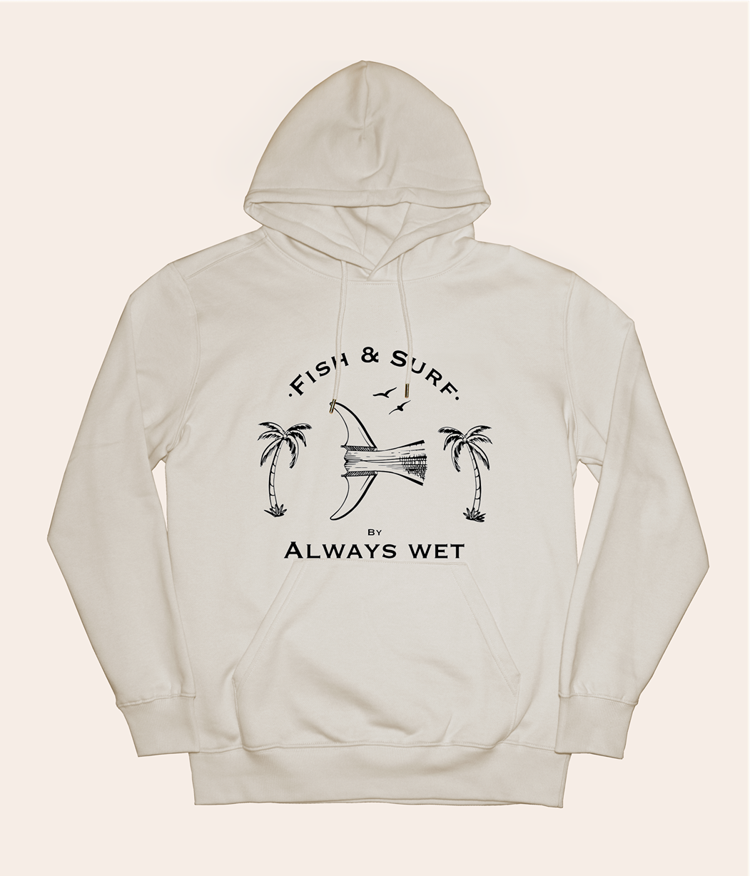 Fish & Surf - Cream, Organic, Fairtrade, Unisex Hoodie