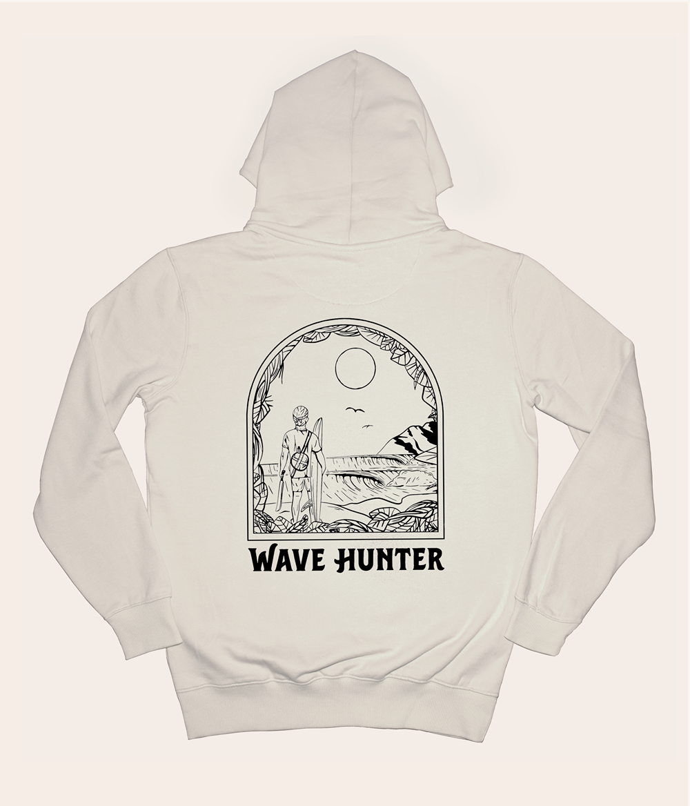 Wave Hunter - Cream, Organic, Fairtrade, Unisex Hoodie